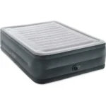 Deluxe Comfort-Plush High-Rise Air Mattress: Fiber-Tech – Queen Size – Built-in Electric Pump – 600lb Weight Capacity,Grey