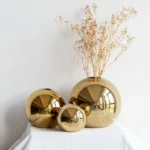 Golden Ball Ceramic Vase Ornament Hydroponic Vases Flower Arrangement Accessories Flower Pot Wedding Party Decoration