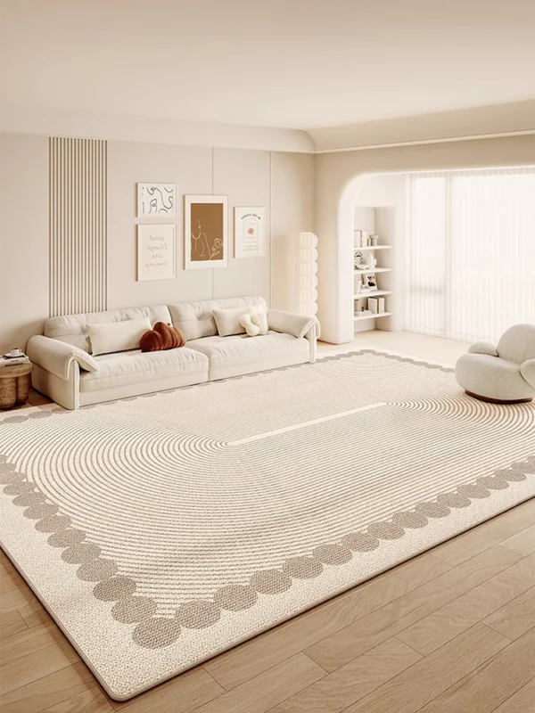 Cream Abstract Luxurious Striped Carpet Artistic Creative Living Room Carpets Large Size Balcony Rug Easy To Clean Bedroom Rugs - Image 5