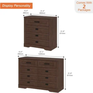 Dresser with 12 Drawers 2 in 1 for Bedroom,Wooden Closet Organizers and Storage,Follow Mounting Drawer of Chest for Liviing Room - Image 2