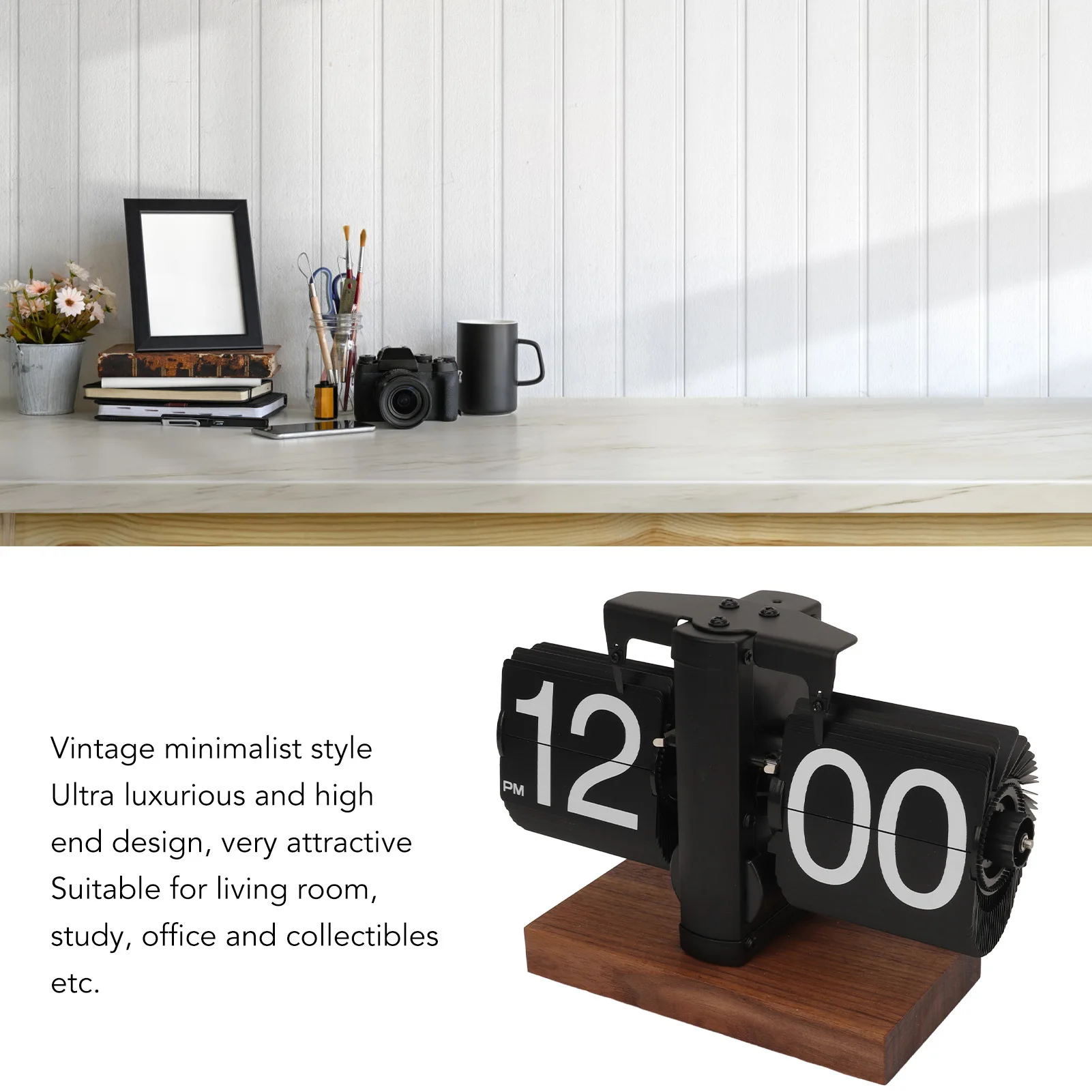 Vintage Digital Flip Page Clock Automatic Turning Battery Operated Mechanical Clock for Home Bedroom Office Decoration - Image 2