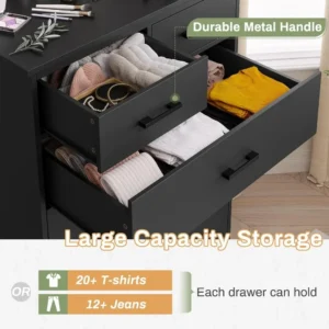 Dresser for Bedroom,Wood Storage Tower Clothes Organizer, Chest of 6 Drawers, Large Capacity Storage Cabinet,Tall Dressers - Image 3