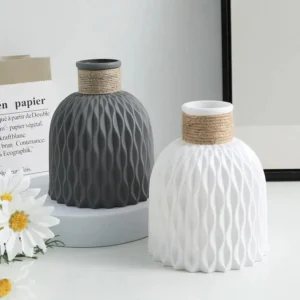 Creative Nordic Pineapple Rope Plastic Vase Flower Arrangement Flowerpot Living Room Porcelain Imitation Flower Ware Home Decor - Image 2