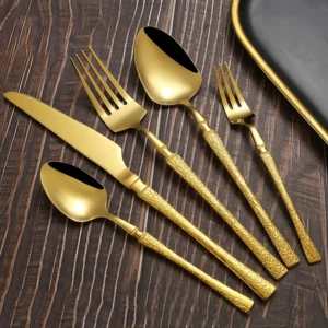 6/30pcs Golden waist knife, fork and spoon stainless steel tableware set dessert fork and spoon steak knife, fork and spoon - Image 4
