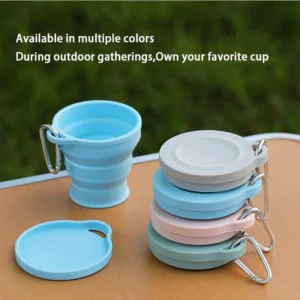 180ml Folding Cup Mini Retractable Cup Silicone Portable Teacup Outdoor Travel Coffee Telescopic Drinking Mug with Lid - Image 3
