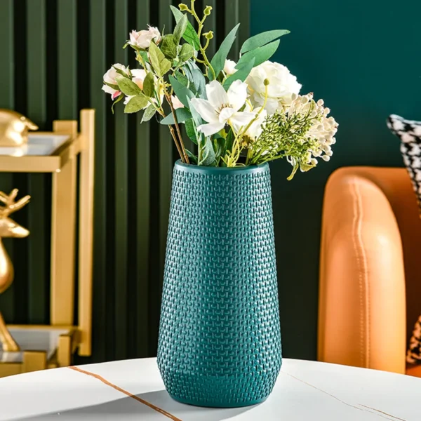 1PCS Nortic Plastics Flower Vase Arrange Vases Imitation Ceramic Vase Living Room Floral Decorations Vase Stylish Design - Image 5