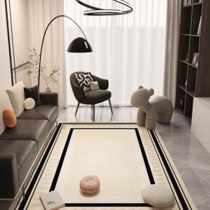 Retro Black Beige Plaid Carpet Artistic Creative Bedroom Rugs Extra Large Customizable Living Room Carpets Easy Care Bedside Rug - Image 3