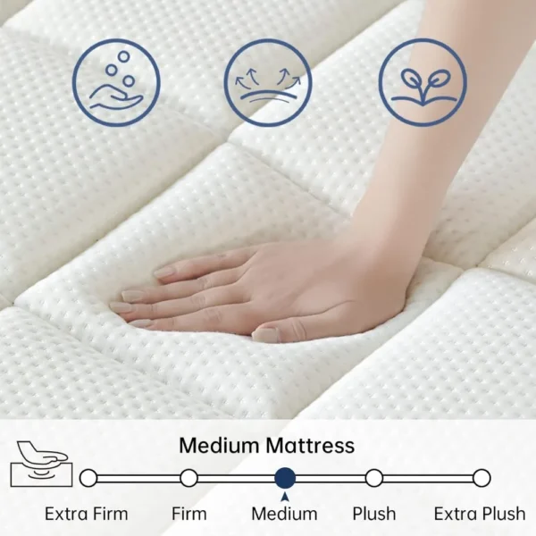 King Mattress, 12 Inch King Size Mattress in A Box, Ultimate Motion Isolation with Memory Foam Skin-friendly and Breathable - Image 3