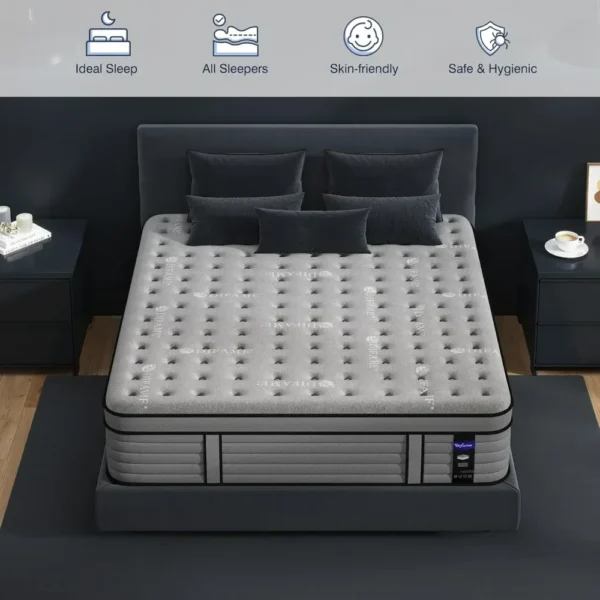 King Size Mattress, 16 Inch Hybrid Mattresses in a Box with Memory Foam, Individually Pocket Coils Springs, Medium Firm Mattress - Image 2