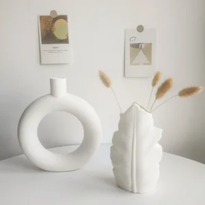 Ins Nordic Plastic Vase for Pampas Grass Donuts Flower Home Decoration Accessories Office Living Room Interior Table Decor - Image 2