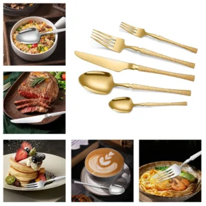 6/30pcs Golden waist knife, fork and spoon stainless steel tableware set dessert fork and spoon steak knife, fork and spoon - Image 5