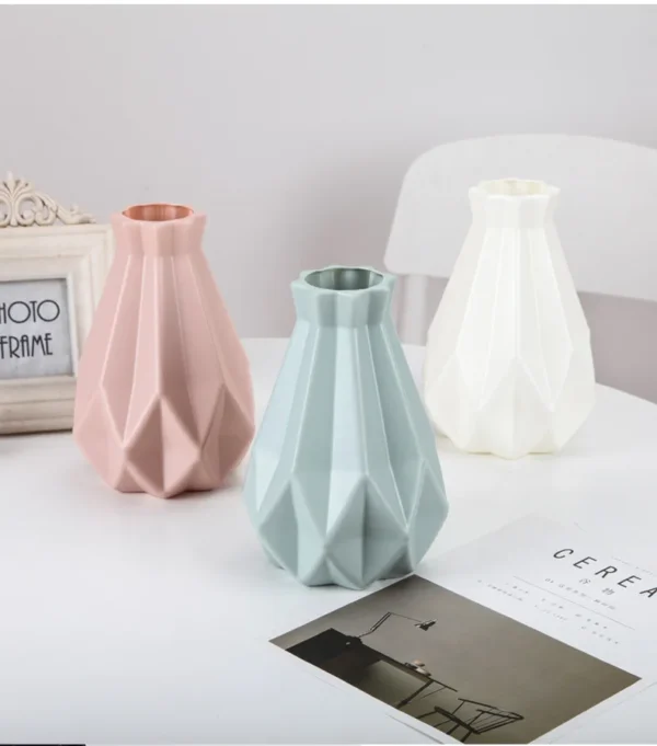 Plastic Flower Modern Vase Decoration Home Nordic Style Vase Imitation Ceramic Flower Pot Decoration Vases for Flowers - Image 2