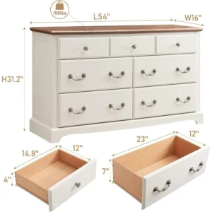 7 Drawers Dresser Chests for Bedroom, Wood Vintage Chests of Drawers for Bedroom Living Room Hallway, Dressers Chset Organizer - Image 5
