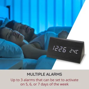 Digital Clock Wooden Sound Control LED Alarm Clock with Temperature USB/AAA Desktop Clocks Snooze Desperadoes Home Table Decor - Image 4
