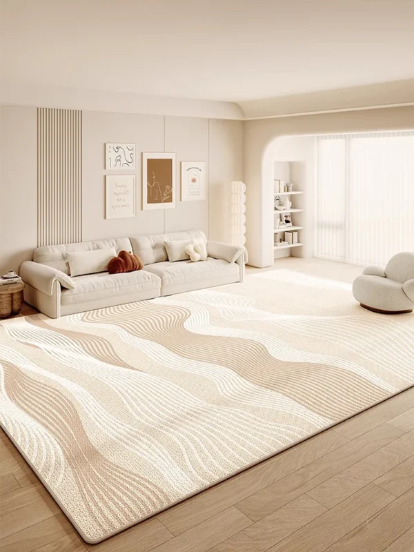 Cream Abstract Luxurious Striped Carpet Artistic Creative Living Room Carpets Large Size Balcony Rug Easy To Clean Bedroom Rugs - Image 2
