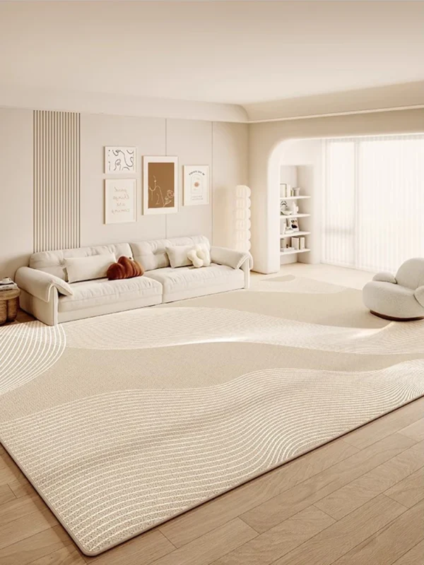 Cream Abstract Luxurious Striped Carpet Artistic Creative Living Room Carpets Large Size Balcony Rug Easy To Clean Bedroom Rugs - Image 3