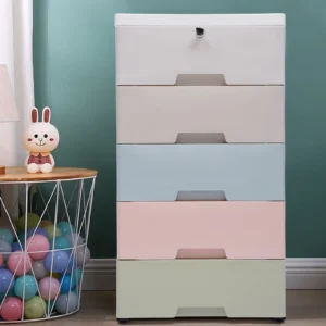 Plastic Drawers Dresser Storage Cabinet 5 Drawer Stackable Vertical Clothes Storage Tower Wardrobe Clothes Organizer - Image 2