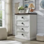 4 Drawer Bedroom Dresser, Wood Rustic Tall Chest of Drawers Organizer Storage, Dressers Organizer for Living Room, Hallway