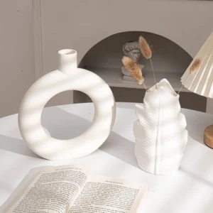 Ins Nordic Plastic Vase for Pampas Grass Donuts Flower Home Decoration Accessories Office Living Room Interior Table Decor