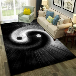 Chinese 3D Tai Chi Bagua Yin Yang Carpet Rug for Home Living Room Bedroom Sofa Doormat Decor,Child Area Rug Non-slip Floor Mat