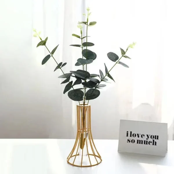 Golden Vase Metal Flowers Pot Floral Flower Arrangement Plated Alloy Glass Vases Desk Decoration Modern Luxurious Home Decor - Image 2