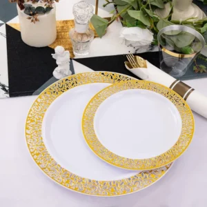 150pcs/set High-end Plastic Tableware Set, Wedding Plastic Plates, Party Transparent Tableware, Reusable Tableware - Image 3