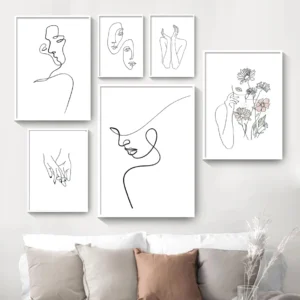 Abstract Line Face Woman Minimalist Wall Art Canvas Painting Nordic Posters And Prints Wall Pictures For Living Room Home Decor