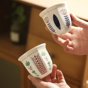 180ml Middle Eastern Style Ceramics Tea Cup Espresso Cups Cappuccino Cups Candle Cup Hand Grip Coffee Cups Kitchen Organizer - Image 2
