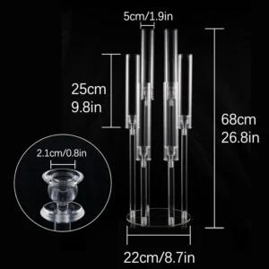 1PC 6 Arms Clear Acrylic Candle Holder, Wedding Decoration Candlestick Table Decoration Centerpiece Candelabra,Western - Image 2