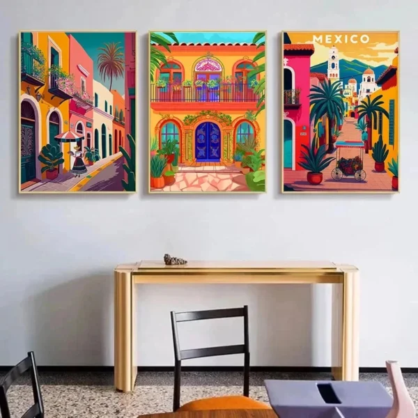 Vintage Abstract Mexico Travel Illustration Latin American Floral Cactus Poster Canvas Painting Wall Art Pictures Home Decor - Image 2