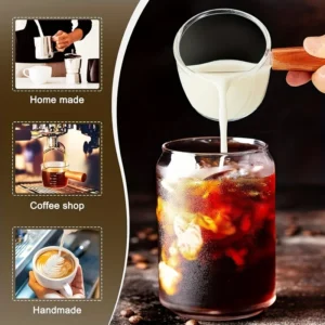 3.5 Oz Clear Glass Espresso Cup With Wooden Handle - Double Spout Measuring & Shot Glass, Perfect For Parties - Image 5