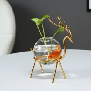 Desktop Metal Flower Vases Iron Holder Glass Vase Home Room Dining Table Hydroponic Planter Metal Vase Home Decorations - Image 4