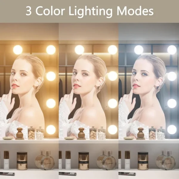 Vanity Desk with LED Lighted Mirror, Makeup Vanity Table Set with 6 Drawers, 3 Color Lighting Modes Brightness Adjustable Hidden - Image 2