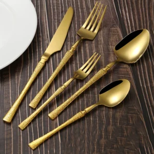6/30pcs Golden waist knife, fork and spoon stainless steel tableware set dessert fork and spoon steak knife, fork and spoon - Image 3