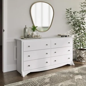Bedroom Furniture:Double Dresser for Bedroom, 6-Drawer Wide Chest of Drawers, Traditional Bedroom Dresser, WDC-6330-V