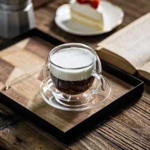 150/300ml Double Wall Glass Coffee Cup with Saucers and Spoon Heat Resistant Espresso Cups With Handle Mug Drinkware Milk Teacup - Image 4