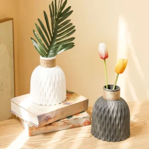 Creative Nordic Pineapple Rope Plastic Vase Flower Arrangement Flowerpot Living Room Porcelain Imitation Flower Ware Home Decor