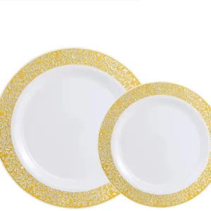 40/20pcs Gold Plastic Plates,Party Dinner Plates and Salad/Dessert Plates Combo,Heavy Duty Plastic Plates for Parties Wedding - Image 3