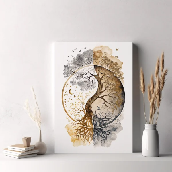 Nordic Tree of Life & Buddha Canvas Prints Modern Buddhist Lotus & Tai Chi Yoga Wall Art Poster for Living Room Spiritual Decor - Image 6