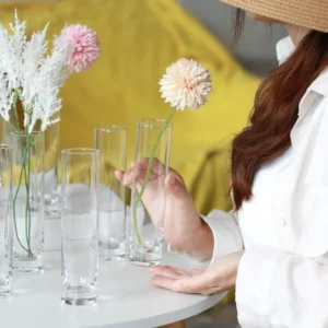 Glass Cylinder Bud Vases for Centerpieces, Set of 12 Clear Small vases,Handmade Slim Flower Vases Wedding Table - Image 4