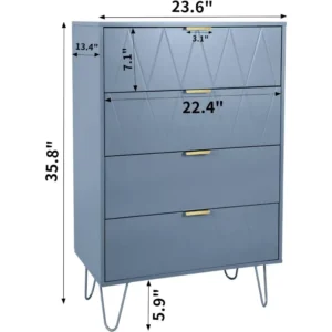 4 Drawer Dresser, Drawer Chest, Tall Storage Dresser Cabinet Organizer Unit with Metal Legs for Bedroom, Living Room - Image 2
