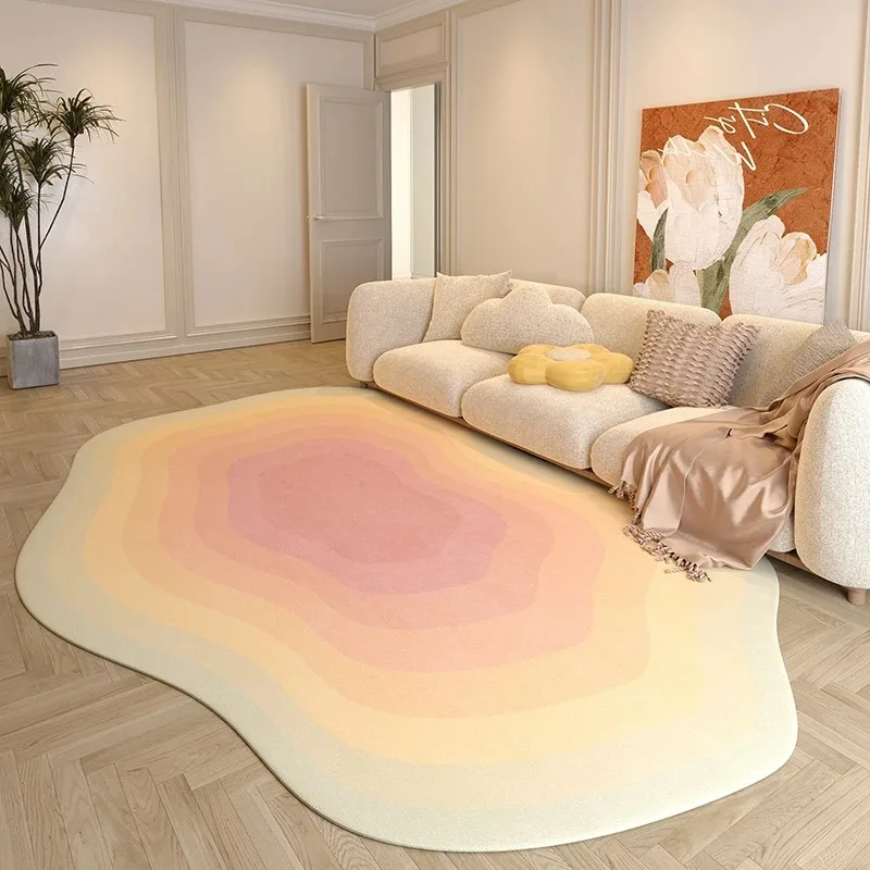 Irregular Living Room Large Area Carpets Gradient Color Bedroom Carpet Line Geometric Decoration Rug Minimalist Creative Rugs IG