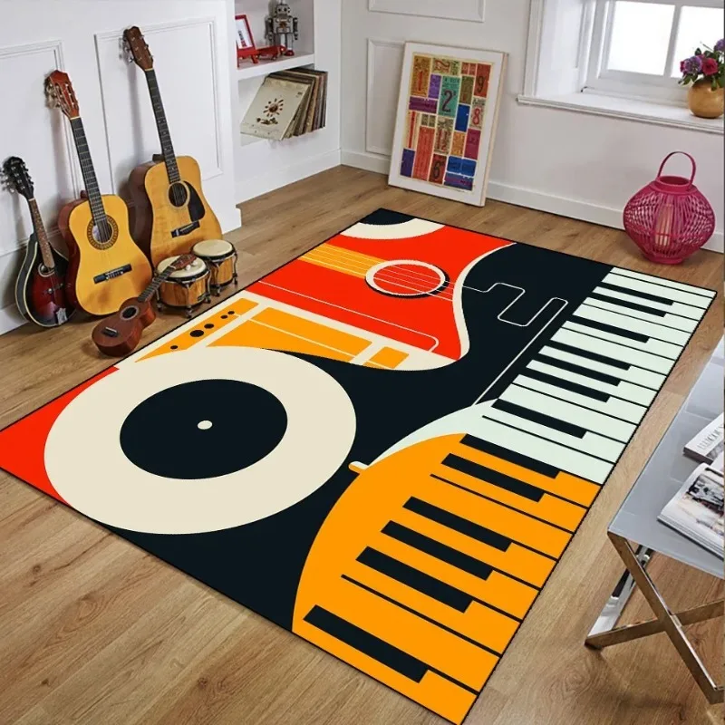 Retro Music 3D Printed Rugs for Bedroom Decoration Vintage Guitar Big Home Carpet Living Room Sofa Table Soft Non-Slip Floor Mat - Image 2