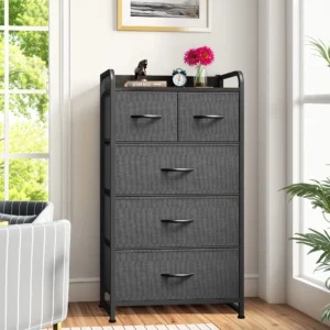5 Drawer Dresser for Bedroom Tall Chest of Drawers Storage Tower Organizer
