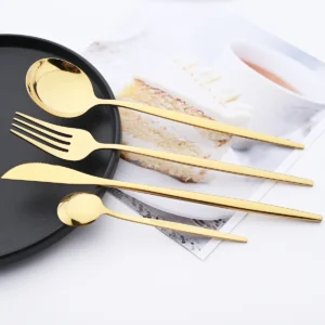 48pcs Black Gold Cutlery Set Knife Dessert Fork Coffee Spoon Dinnerware Stainless Steel Tableware Western Party Kitchen Flatware - Image 5