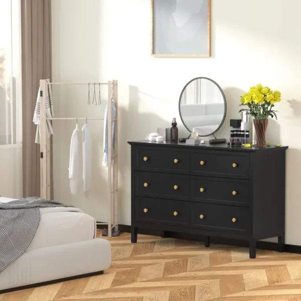 White Dresser, Modern Dresser for Bedroom, 6 Drawer Double Dresser with Metal Handles, Dresser - Image 5