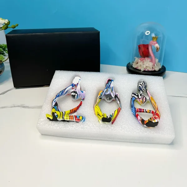 Resin Thinker Statue Colorful Art Abstract Sculpture, Modern Home Decor Accents Large Graffiti Collectible Figurines - Image 4