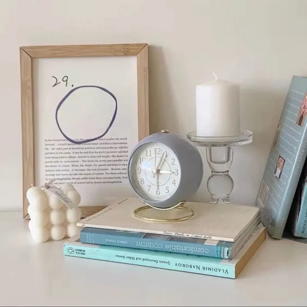 Light Alarm Clock with Night Light Silent for Bedroom Decoration Small Quartz Circular Morning Clocks Office Table Desk Children - Image 5