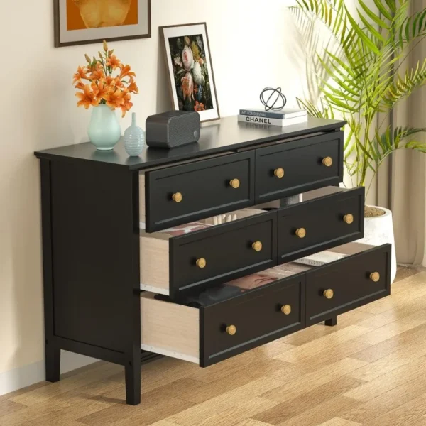 White Dresser, Modern Dresser for Bedroom, 6 Drawer Double Dresser with Metal Handles, Dresser - Image 6