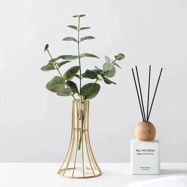 Golden Vase Metal Flowers Pot Floral Flower Arrangement Plated Alloy Glass Vases Desk Decoration Modern Luxurious Home Decor - Image 5